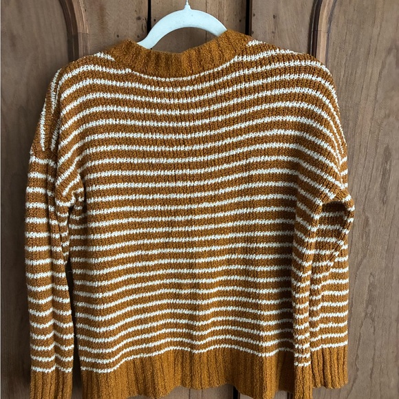 American Eagle Striped Henley Knit Sweater - Jegging Fit - Mustard & White - Picture 3 of 3